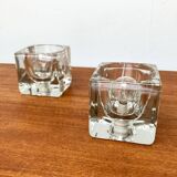 Vintage German glass cube table lamps TA 14 by Peill & Putzler, 1970s, set of 2.