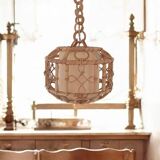 1960s Hand-Crafted Mid-Century Bamboo and Rattan Pendant Lamp, France