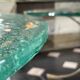 Paire de tables basses rondes, verre, ca 1970