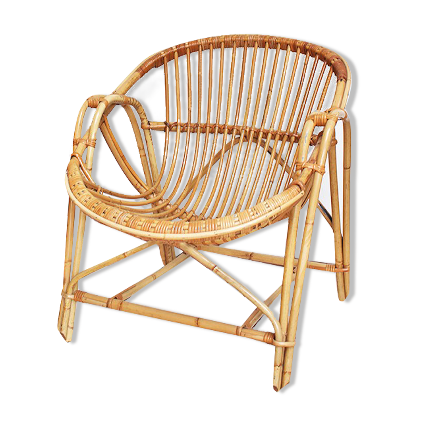 Rattan basket armchair