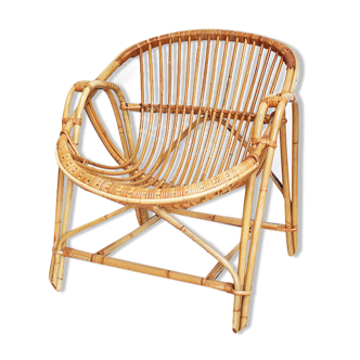 Rattan basket armchair