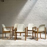 Ensemble de salle à manger rare avec table extensible, 5 chaises et deux tables d’appoint