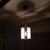 Danish 60s suspension in teak with bulging glass
