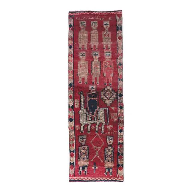Vintage Turkish Hand-Knotted Wool Cotton Purple Runner 90x288