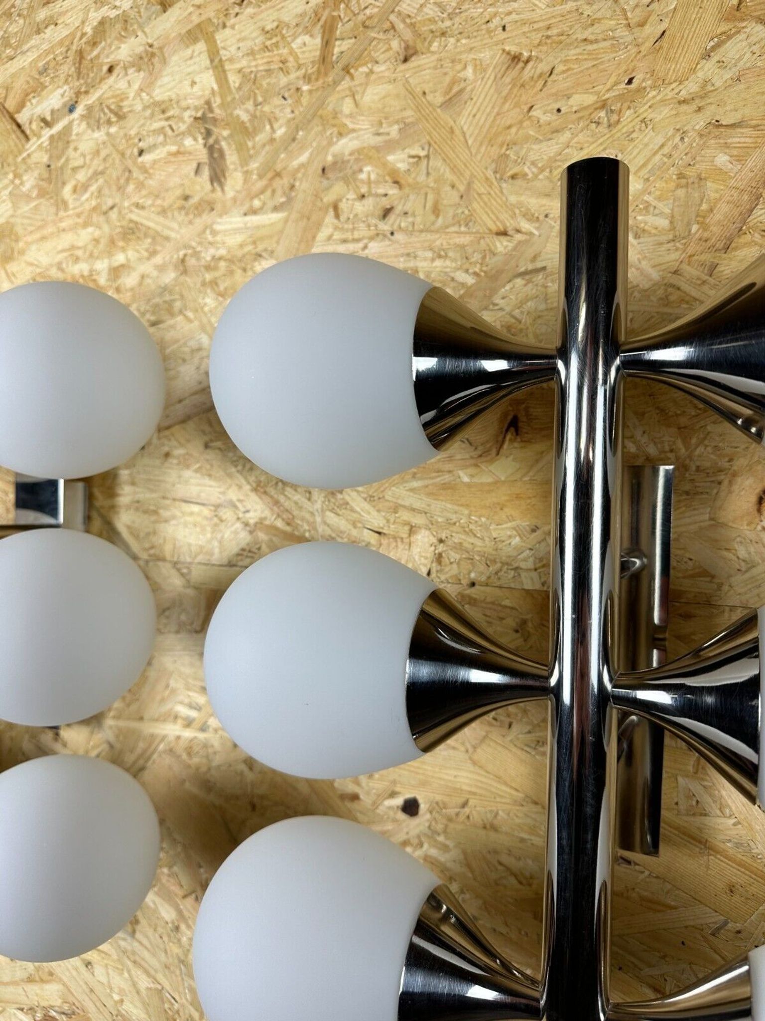 2x 60s 70s 6-bulb Sputnik wall lights by Kaiser Leuchten opal glass