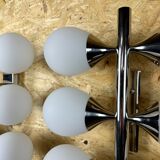 2x 60s 70s 6-bulb Sputnik wall lights by Kaiser Leuchten opal glass