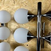 2x 60s 70s 6-bulb Sputnik wall lights by Kaiser Leuchten opal glass