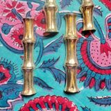 Set of 6 brass knife holders in the shape of a bamboo from the 60s