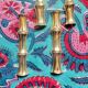Set of 6 brass knife holders in the shape of a bamboo from the 60s
