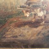 Oil on panel, charette 19th century