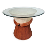Vintage dining table | Stone and pencil reed | 1970s