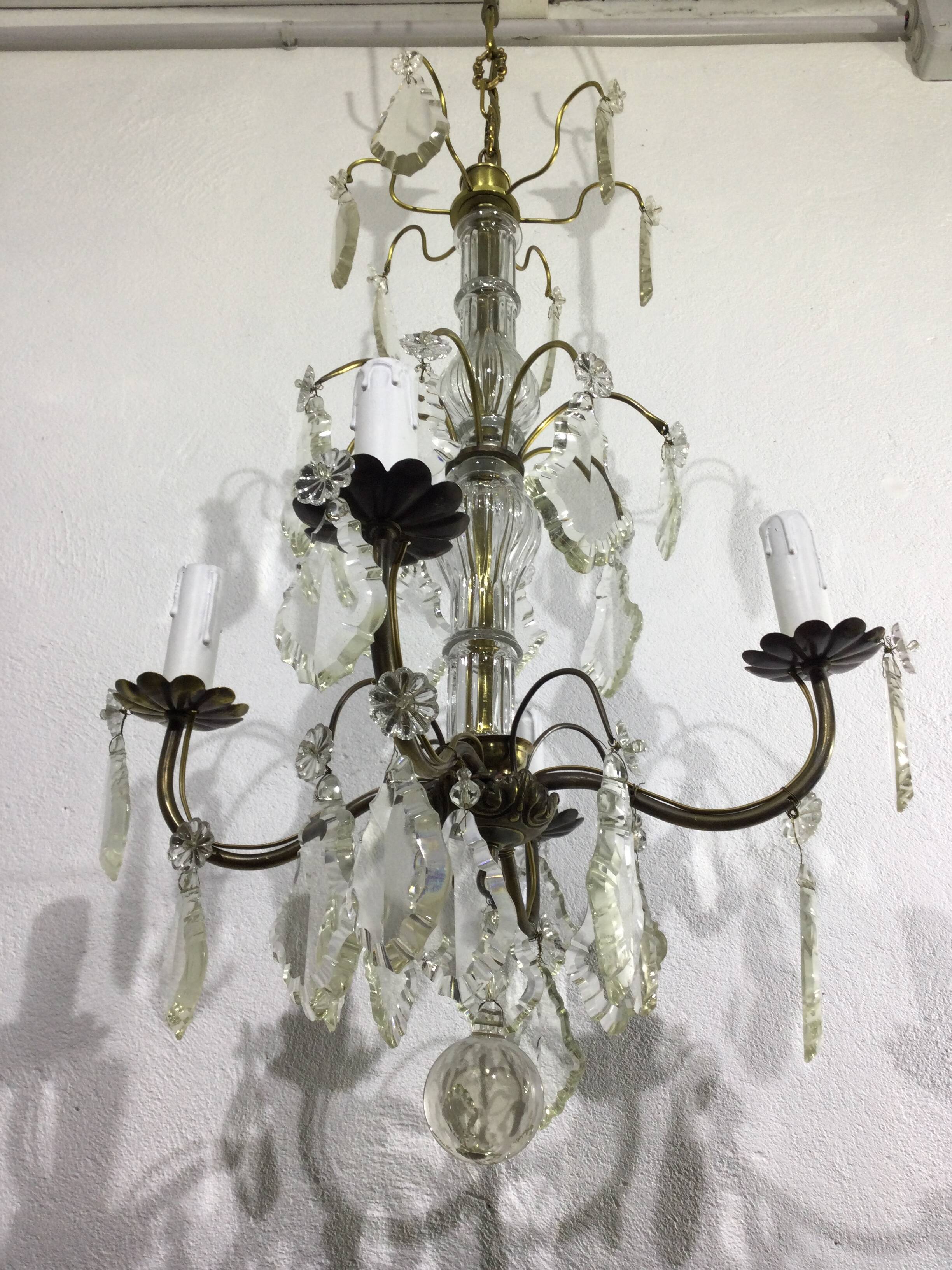 Chandelier 4 lights bronze and tassels