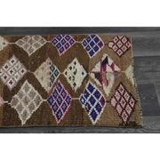 1970s Vintage Turkish Oushak Handmade Wool Cotton Brown Runner Rug 63x295