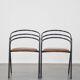 Set of 4 1970s design dining chairs with leather seats and metal frame