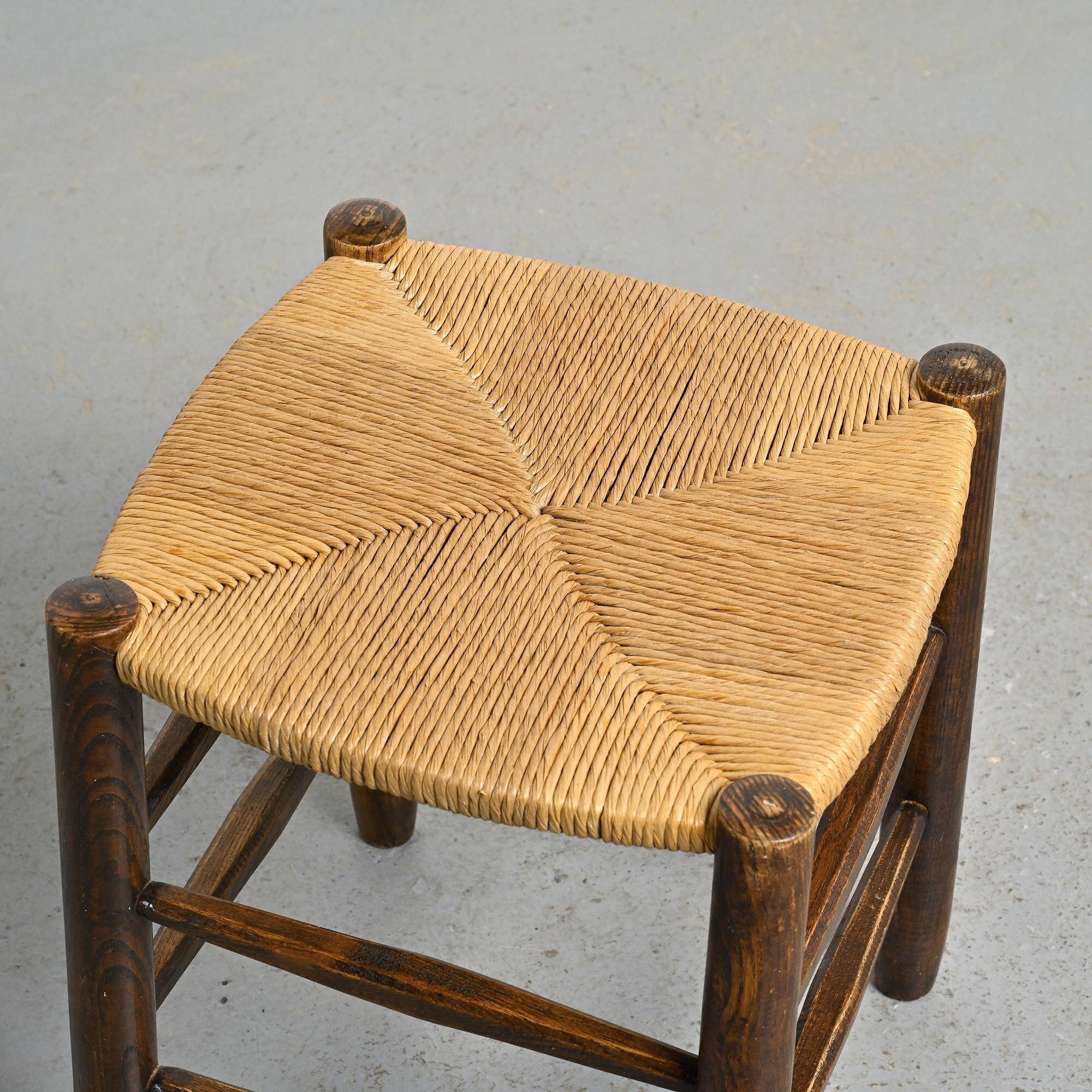Ensemble chaise et tabouret Bauche, Charlotte Perriand pour Maison Sentou, circa 1950