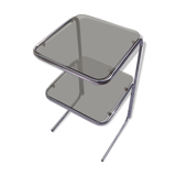 70s bedside table in smoked glass and chrome metal