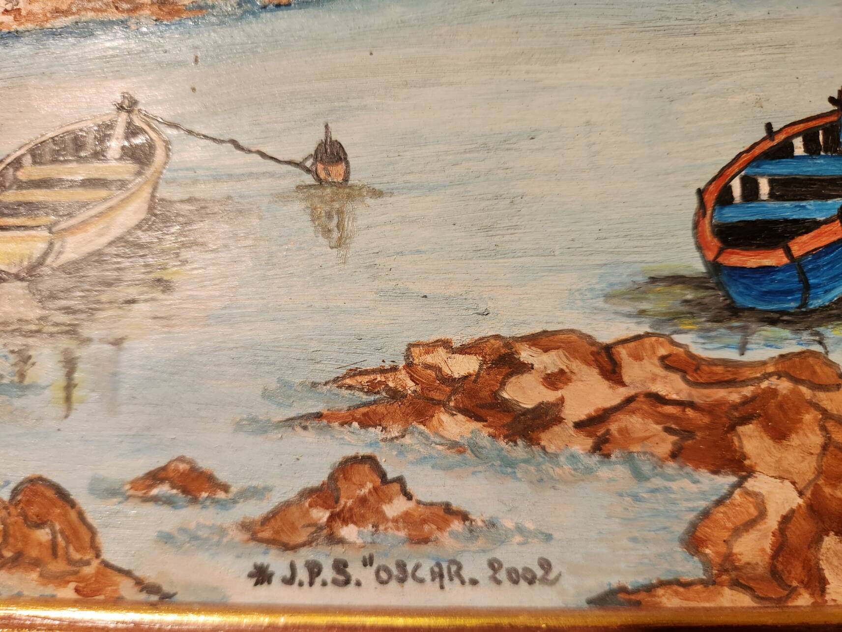 Tableau Saint Florent Corse signé JPS Oscar