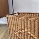 large wicker / rattan and black iron magazine rack from the 70s