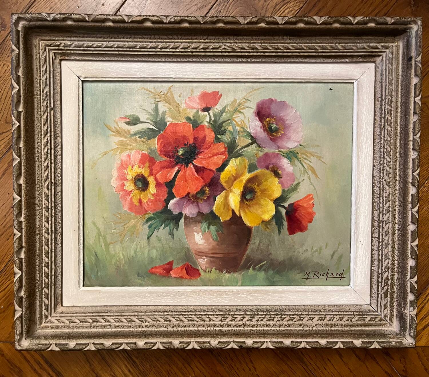 Painting: oil on canvas - still life with anemones