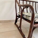Vintage rattan bench from Maison Kok
