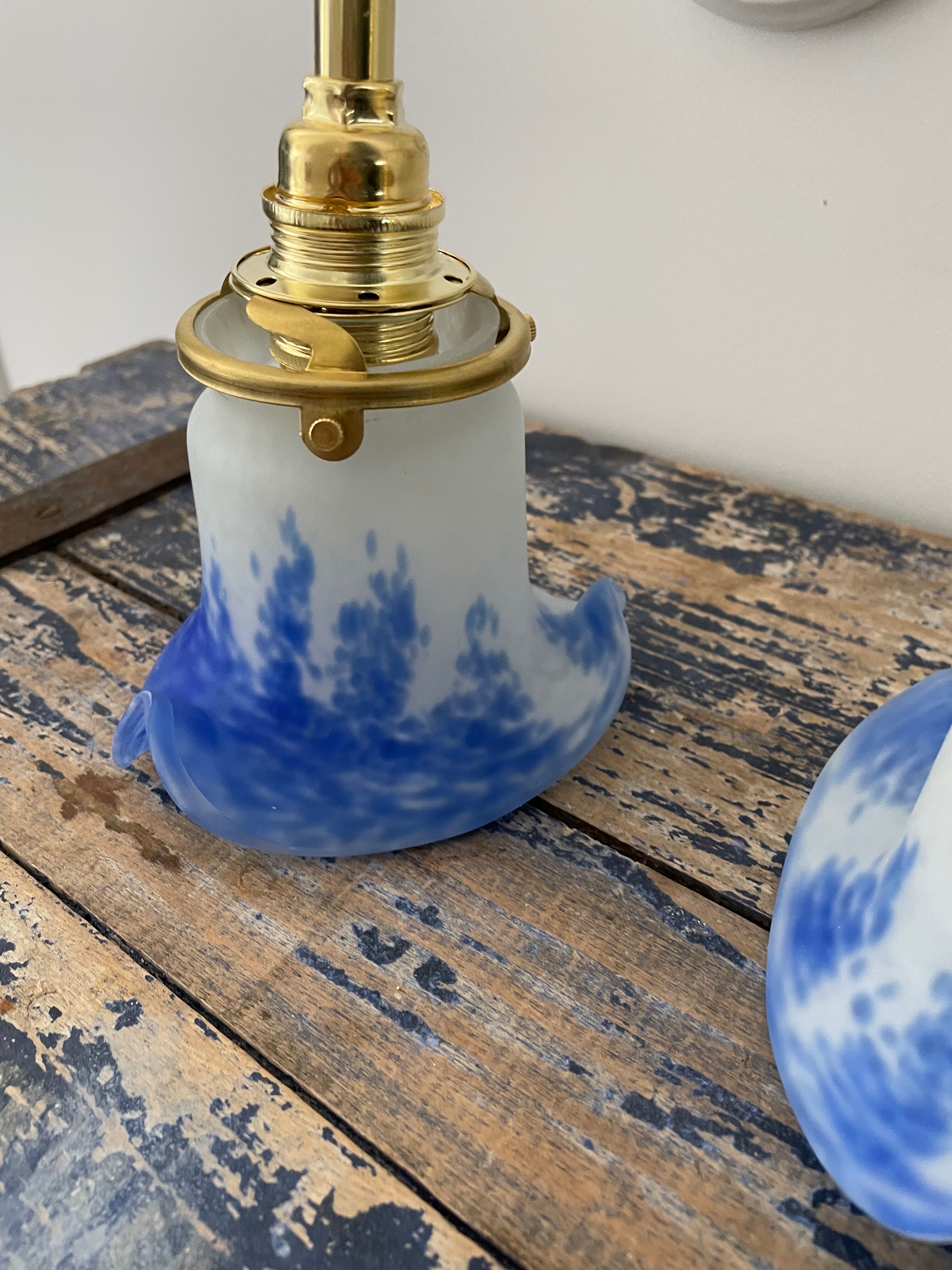 Pair of art deco wall lamps electrified to nine