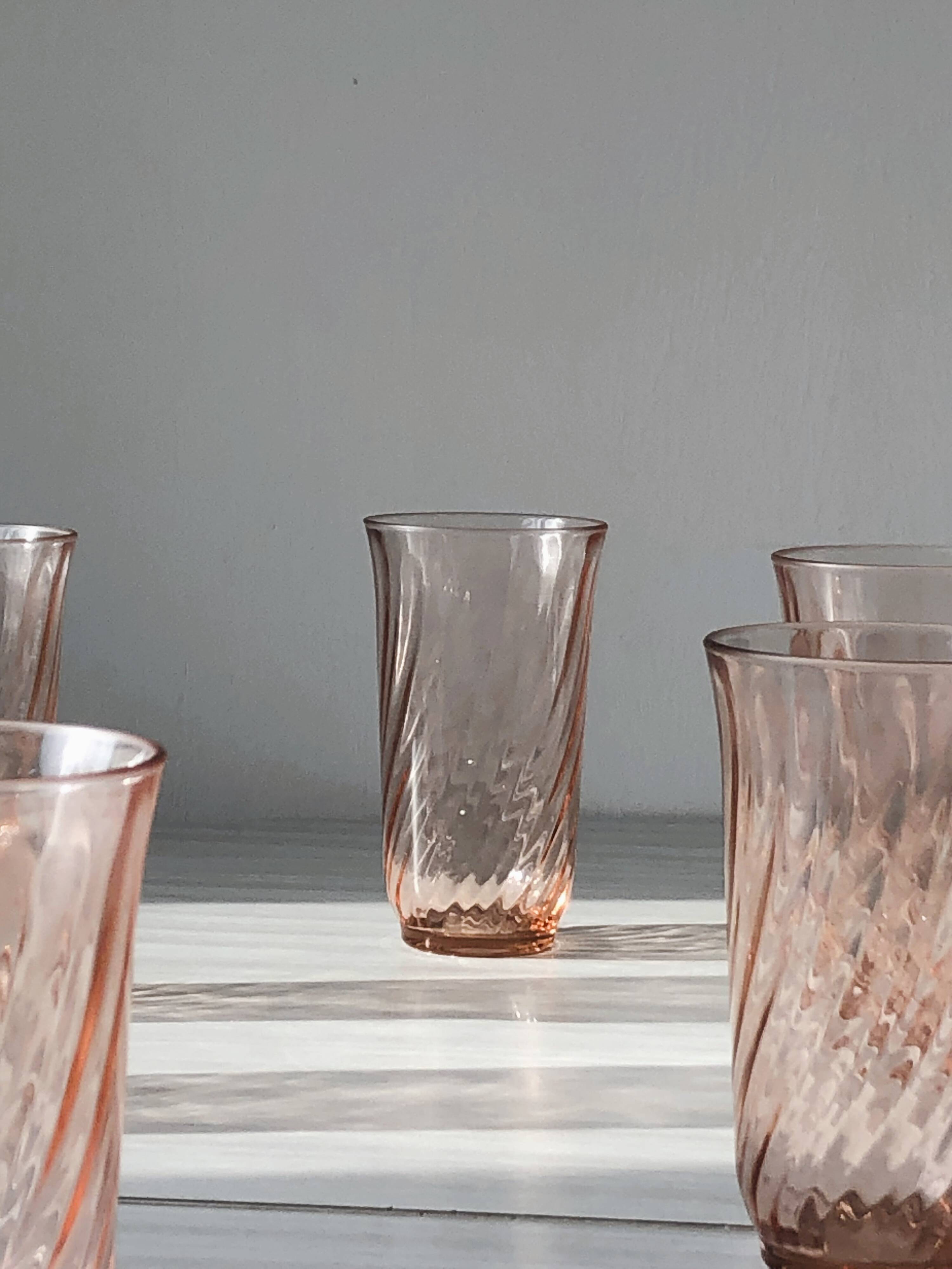 Set of 6 water glasses - lemonade rosaline luminarc arcoroc twisted