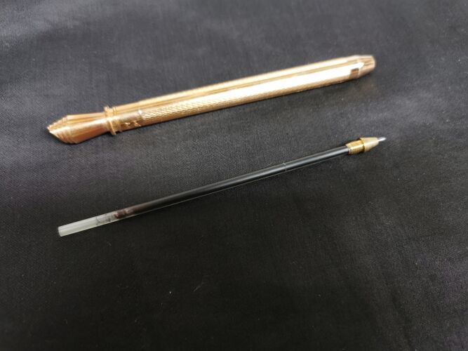Règle stylo coupe papier plaquée or - nécessaire de bureau vintage gold starry