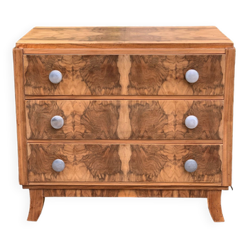Commode art déco ronce de noyer brut