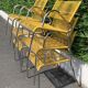 6 yellow and stackable armchairs, scoubidou by Dupré Perrin