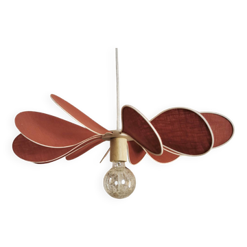 12-blade propeller suspension in rattan and sienna linen