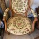 Louis XVI style medallion armchair with floral needlepoint tapestry