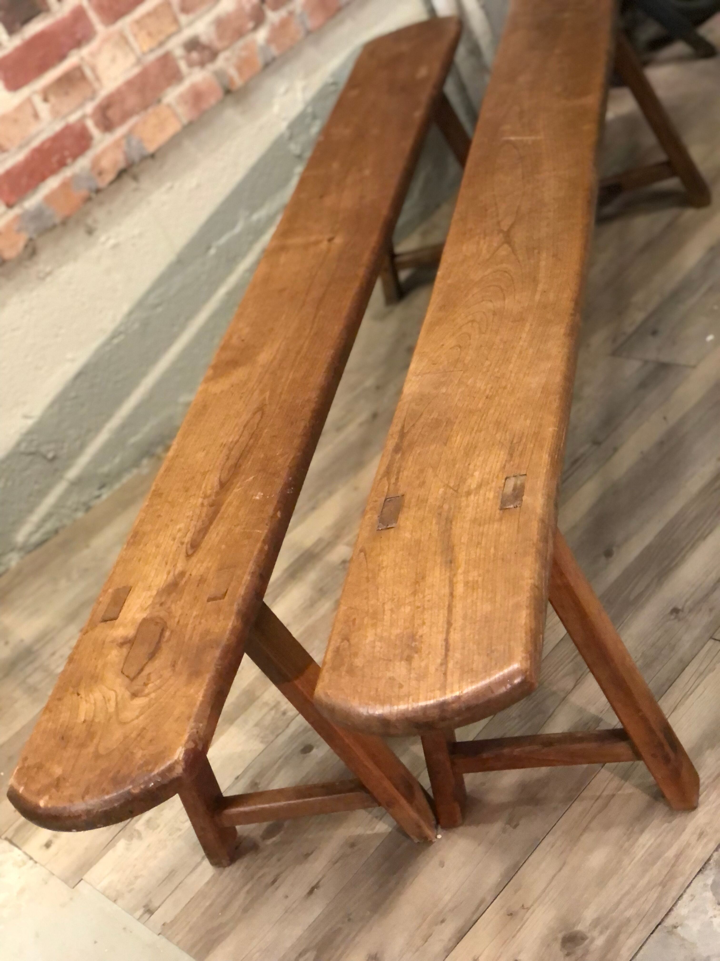 Old solid oak farm bench