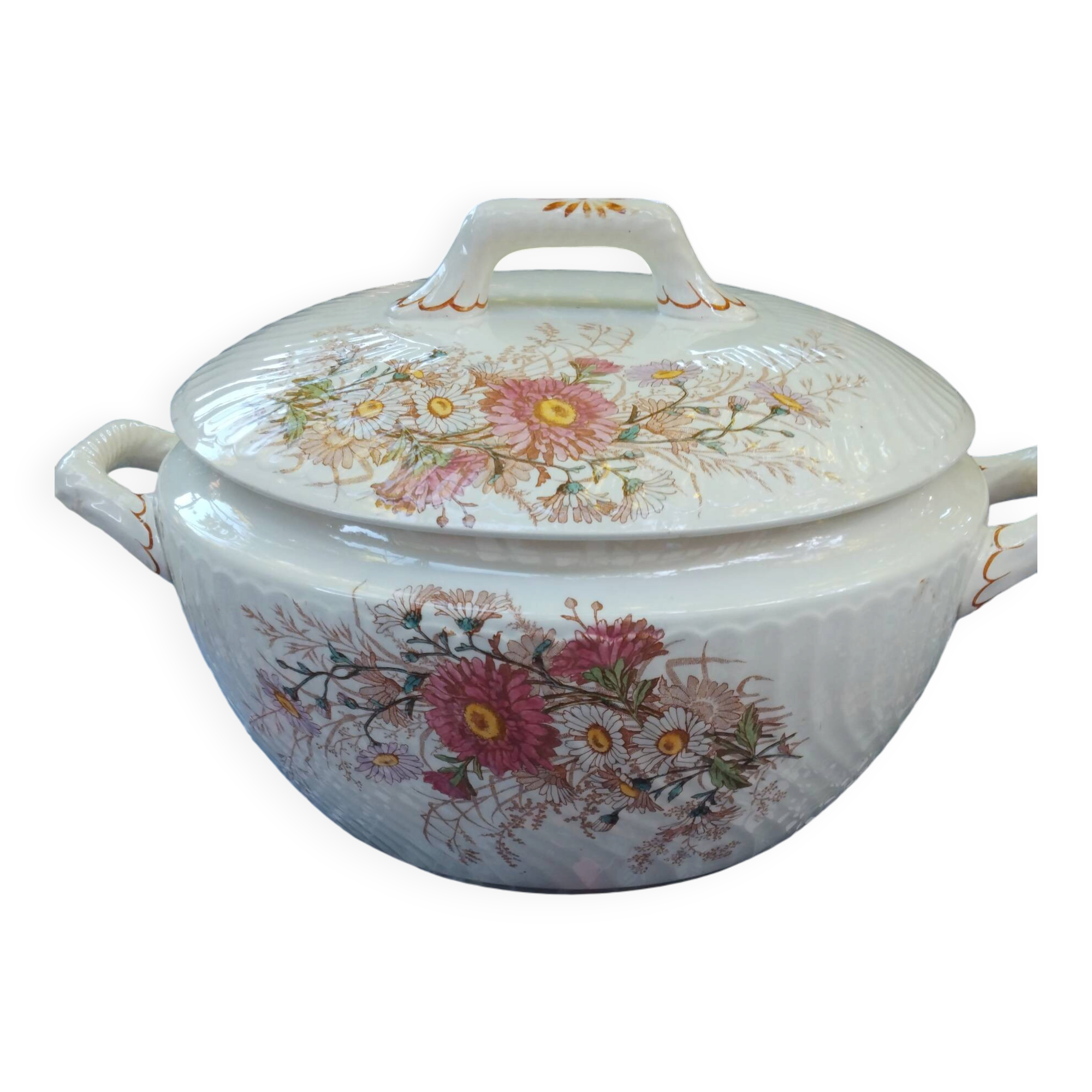 Old ceramic soup tureen Lunéville KG pattern Queen Marguerite
