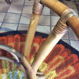 Round table glass and rattan