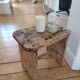 Authentic antique milking stool in solid wood – Rustic charm & ro