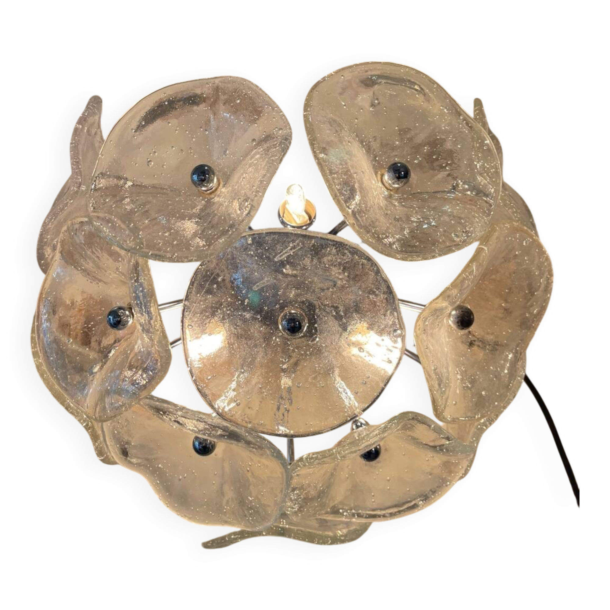 Murano floral wall lamp with chrome, Italy 1990s