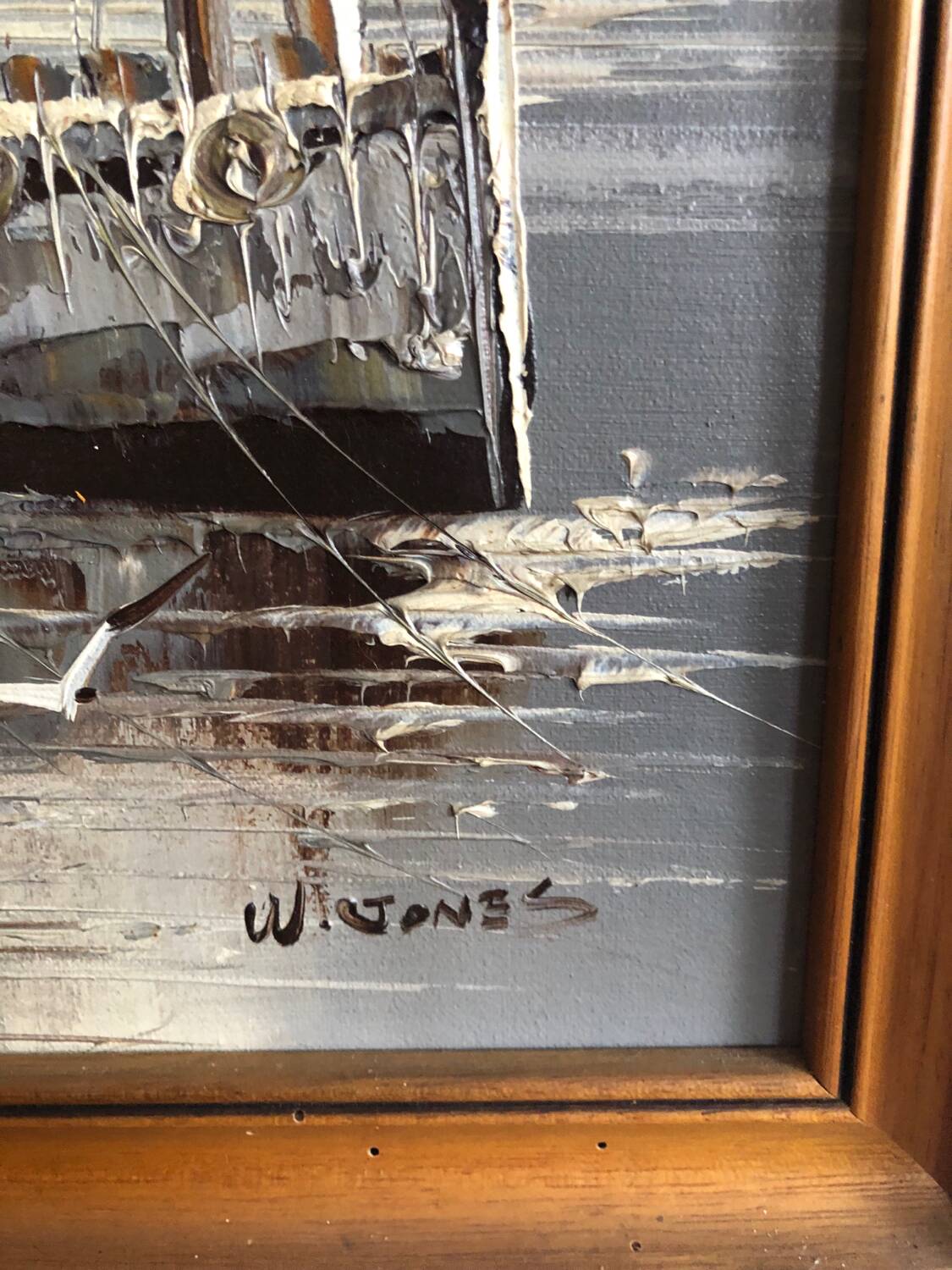 Marine painting boats in port