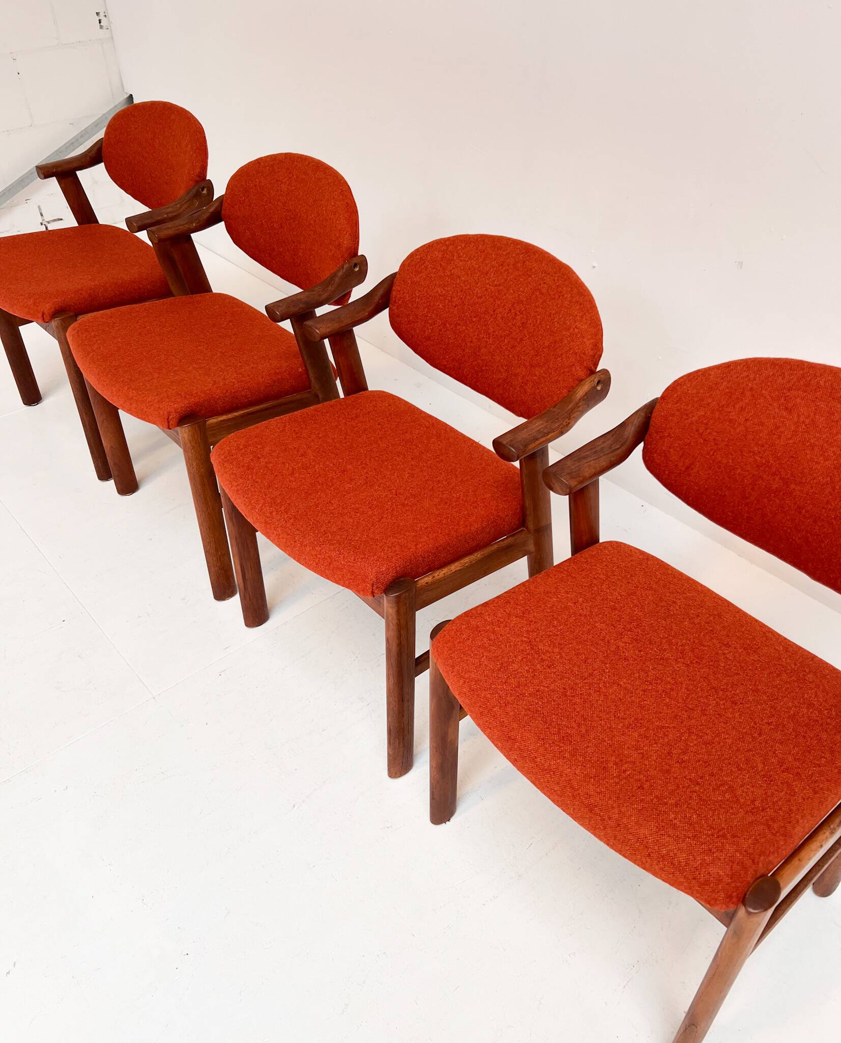 Set reupholstered Danish design chairs by Schou Andersen, 1960s