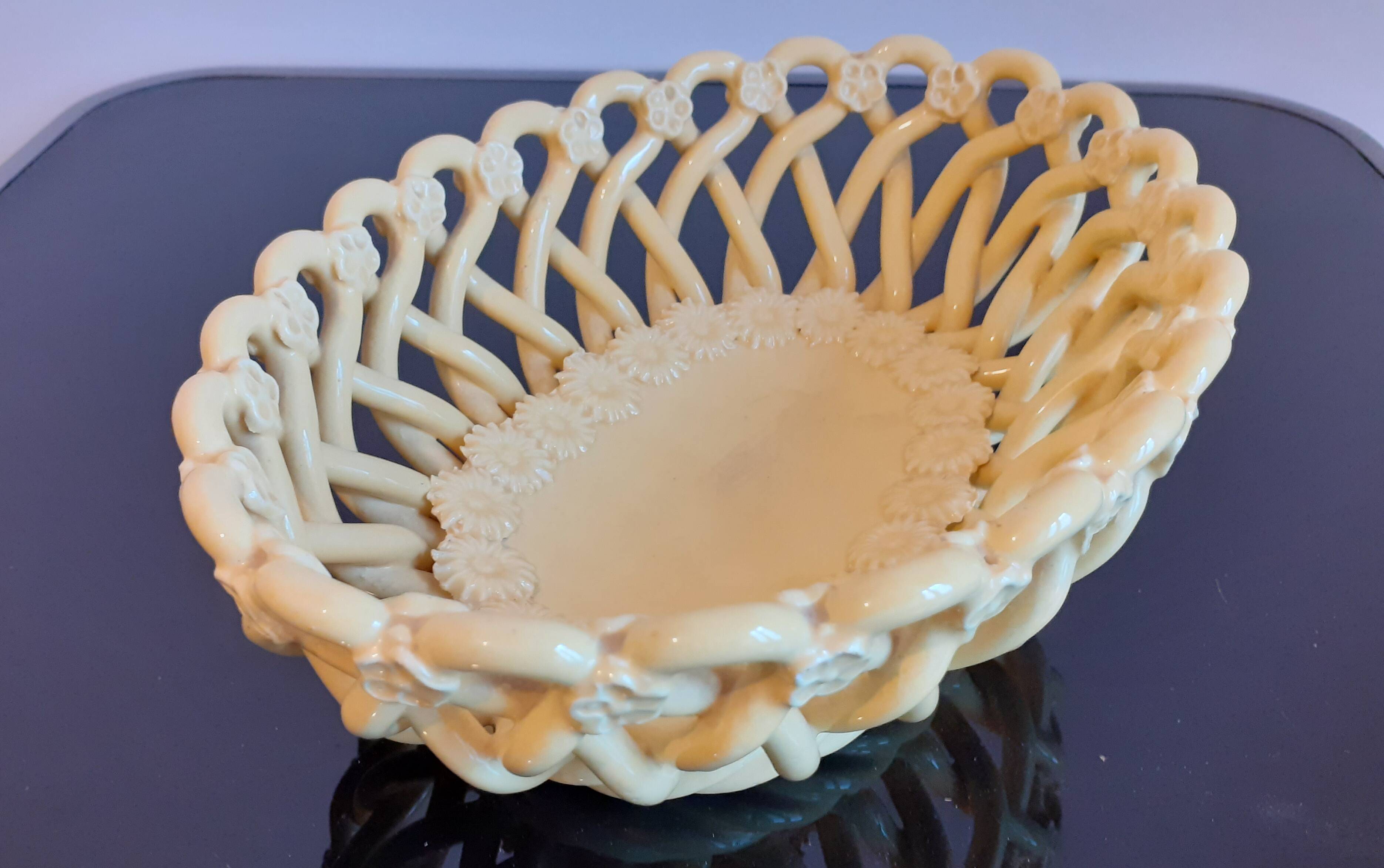 Pichon uzes bernard & véronique handmade / yellow ceramic woven basket