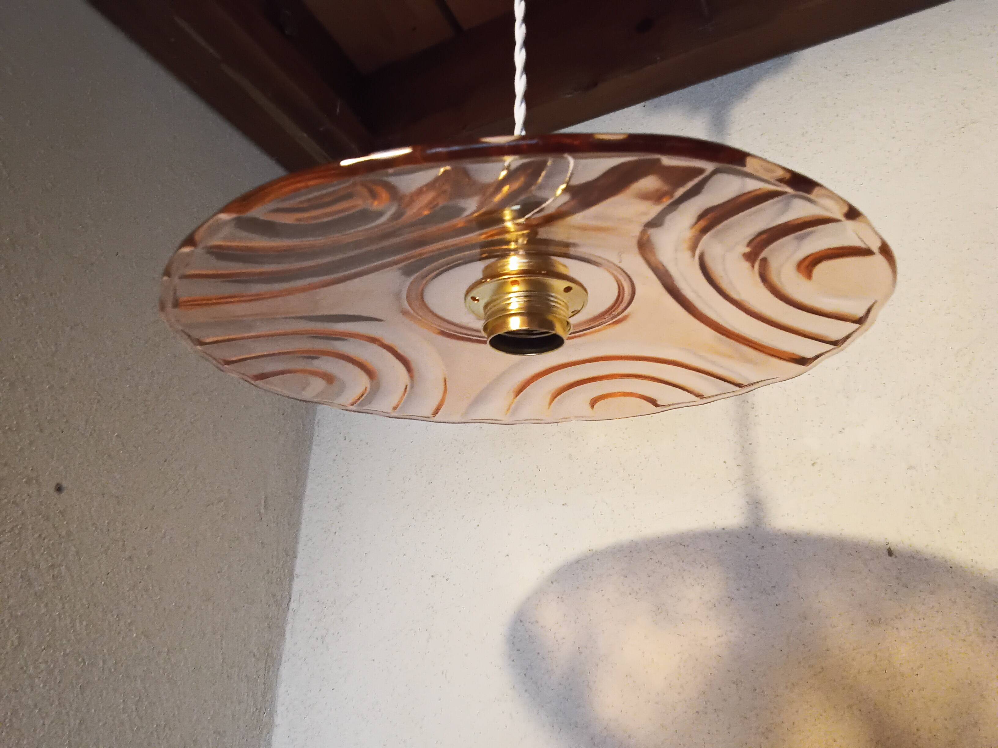 Vintage pink glass pendant light