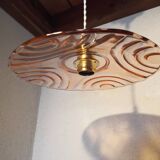 Vintage pink glass pendant light