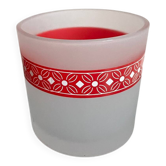 Bougeoir en verre dépoli à liseré rouge