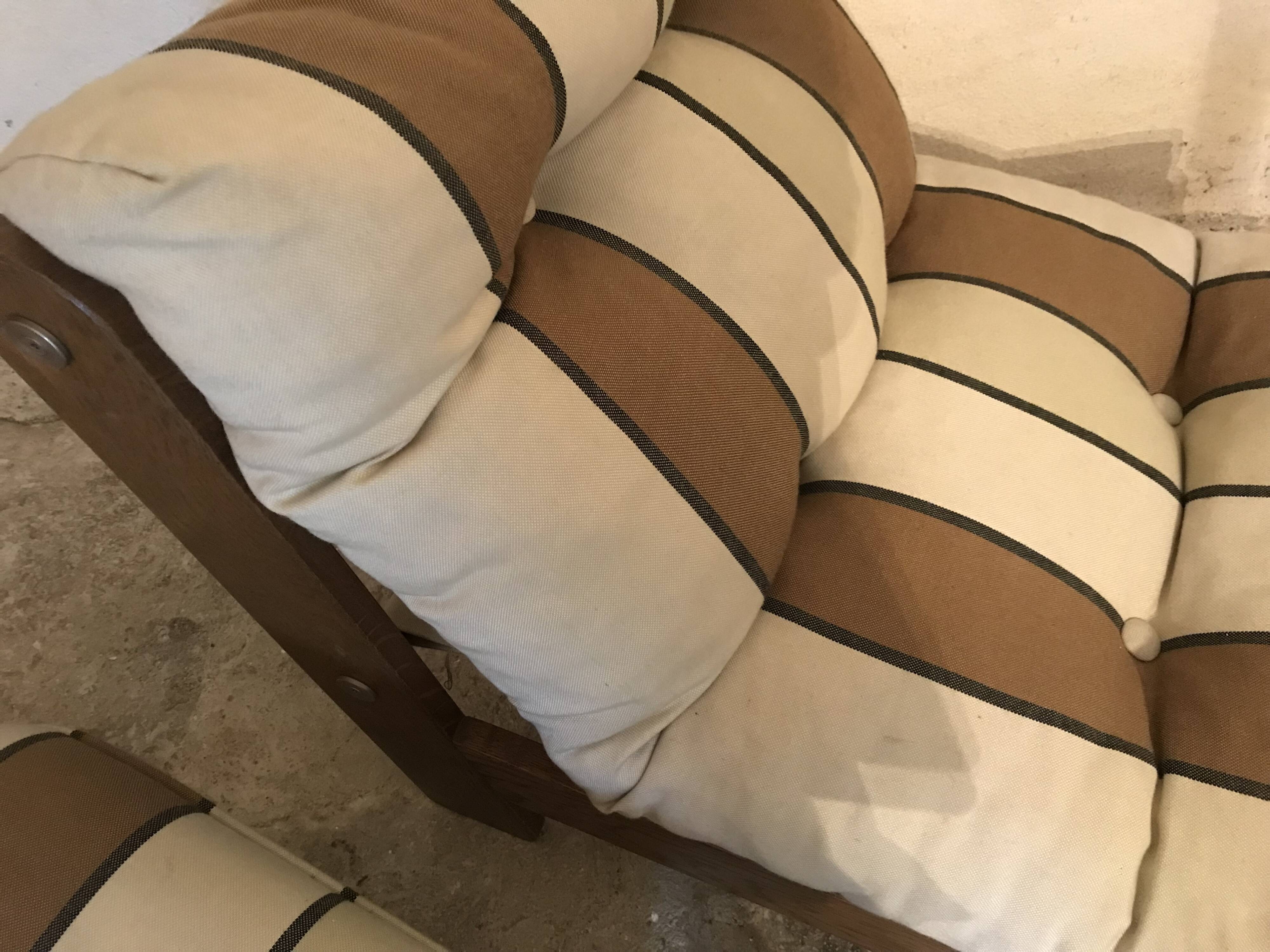 Vintage fireside chair and pouf circa 1980