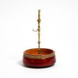 Beautiful 1960s nut bowl by Aldo Tura made of red goatskin and brass