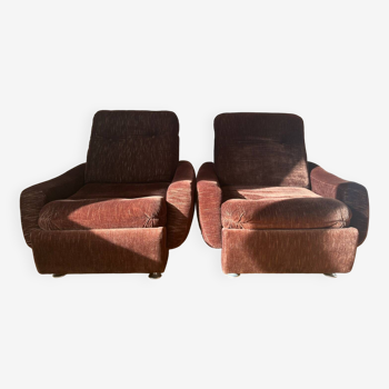 Paire de fauteuils Space age marron