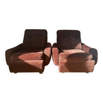 Pair of brown Space age armchairs