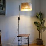 Vintage modernist reading floor lamp with table Poland 1960