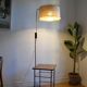 Vintage modernist reading floor lamp with table Poland 1960