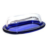Beurrier vintage en verre bleu cobalt