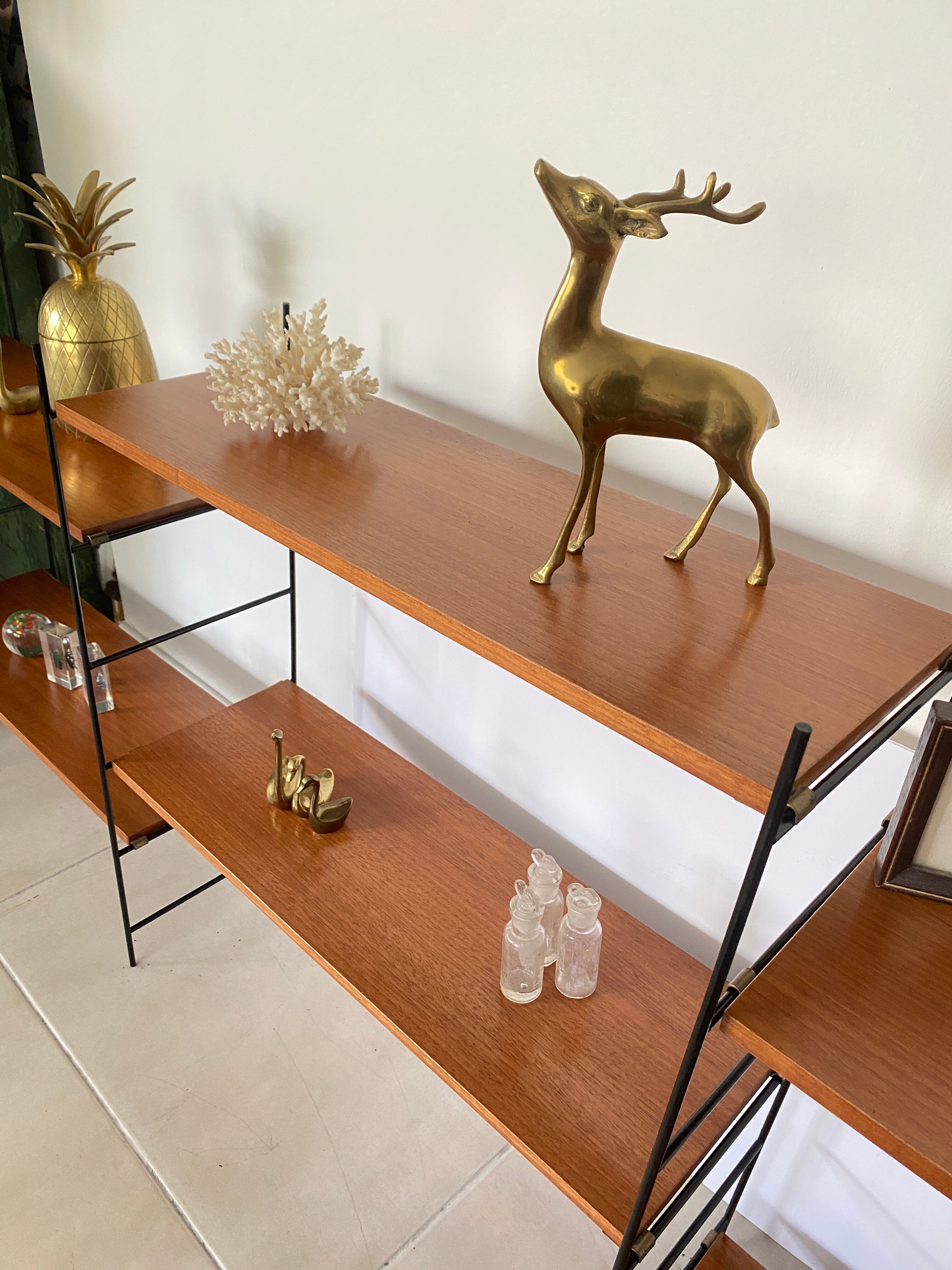 Vintage wooden string shelves